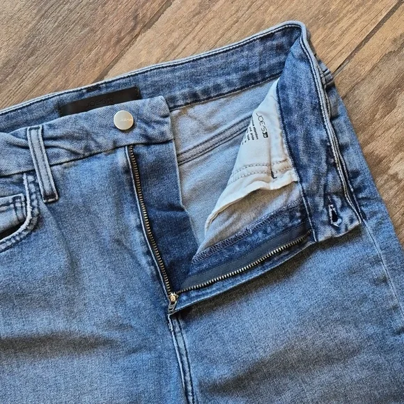 Joe's High Rise Medium Blue Wash Honey Curvy Skinny Crop Distressed Jeans, 30 - Picture 5 of 9